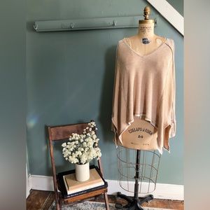 Free People Pacific Thermal/Waffle Knit Top/Tunic Gold/Beige Size Small